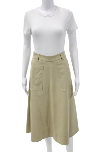 QL2 Womens A-Line Knee Length Beige Cotton Skirt Zip Closure Size 42