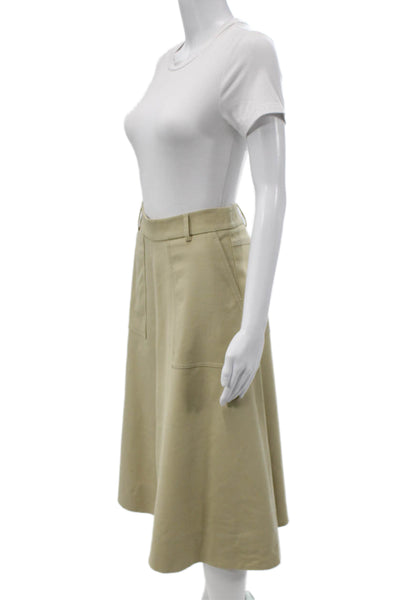 QL2 Womens A-Line Knee Length Beige Cotton Skirt Zip Closure Size 42