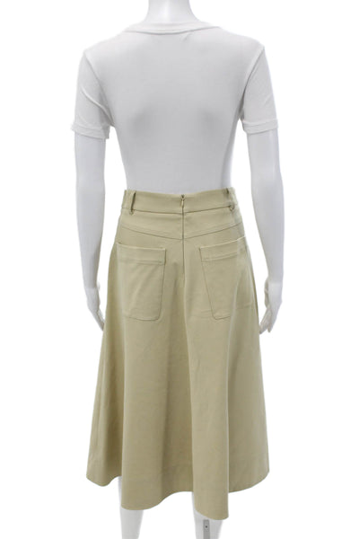 QL2 Womens A-Line Knee Length Beige Cotton Skirt Zip Closure Size 42