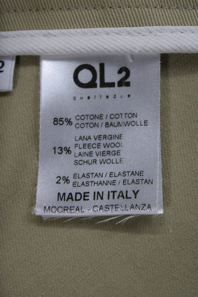 QL2 Womens A-Line Knee Length Beige Cotton Skirt Zip Closure Size 42