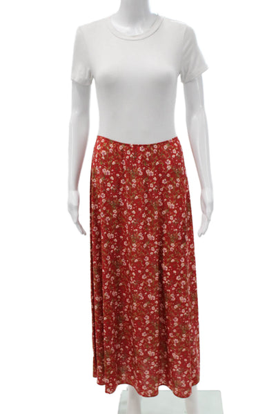 Paola Zuin Women Red Floral Maxi Skirt Polyester Size 40
