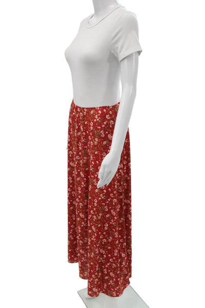 Paola Zuin Women Red Floral Maxi Skirt Polyester Size 40