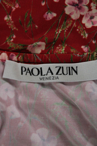 Paola Zuin Women Red Floral Maxi Skirt Polyester Size 40