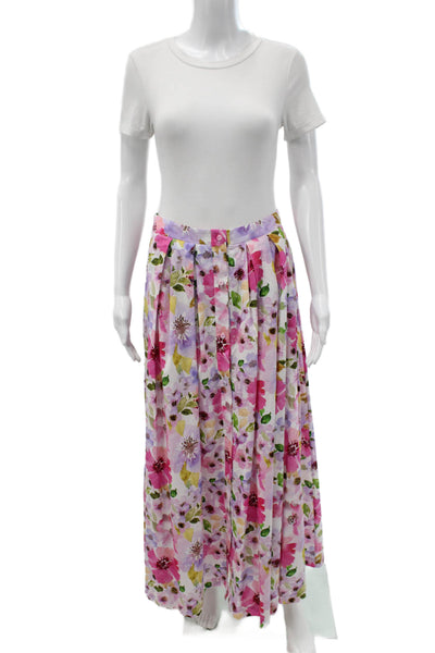 Paola Zuin Women Maxi Floral Cotton Skirt Multicolor Button Size 40