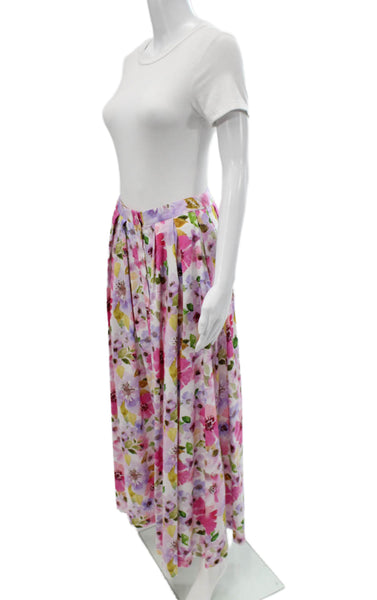 Paola Zuin Women Maxi Floral Cotton Skirt Multicolor Button Size 40