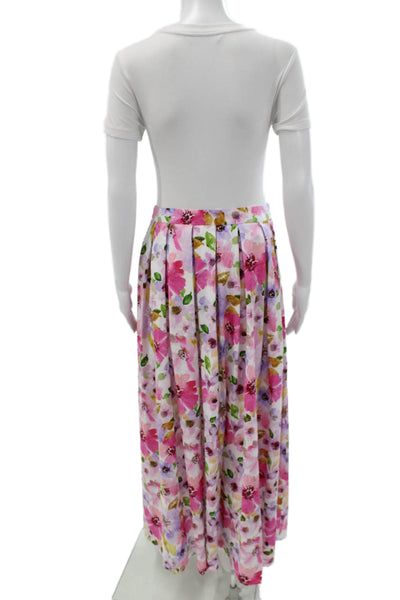Paola Zuin Women Maxi Floral Cotton Skirt Multicolor Button Size 40