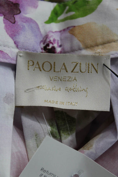Paola Zuin Women Maxi Floral Cotton Skirt Multicolor Button Size 40