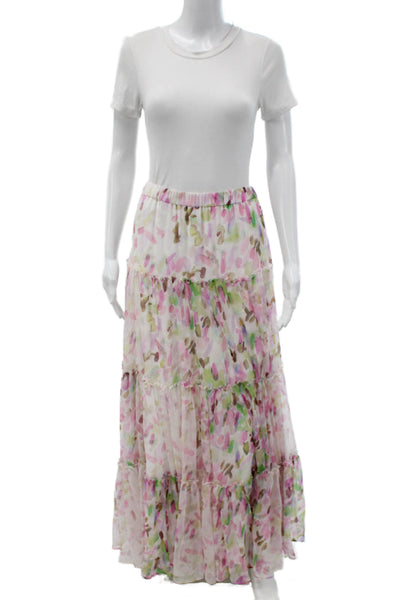 Paola Zuin Women Silk Floral Maxi Skirt Multicolor Size 40