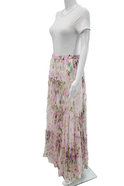 Paola Zuin Women Silk Floral Maxi Skirt Multicolor Size 40