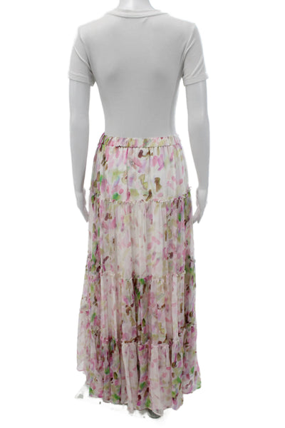 Paola Zuin Women Silk Floral Maxi Skirt Multicolor Size 40