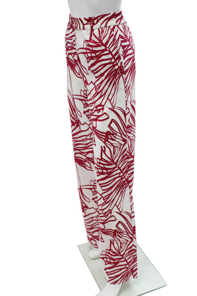 Paola Zuin Unisex Adults Dress Pants White 100% Cotton Floral Tropical Size 40