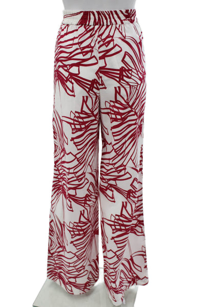 Paola Zuin Unisex Adults Dress Pants White 100% Cotton Floral Tropical Size 40
