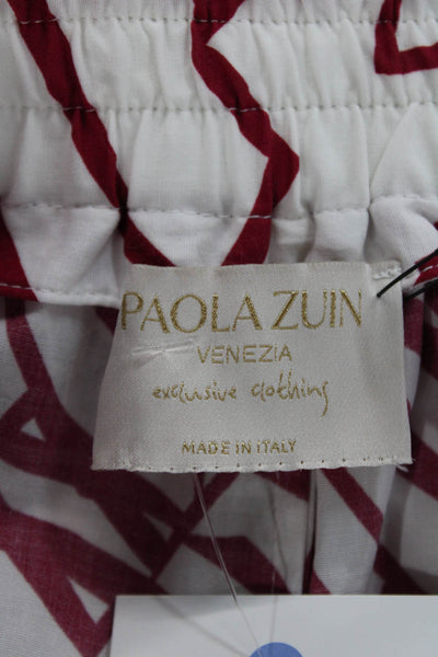 Paola Zuin Unisex Adults Dress Pants White 100% Cotton Floral Tropical Size 40