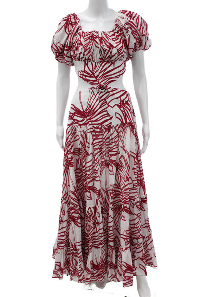 Paola Zuin Women Maxi Dress Set White Square Neck Short Sleeve Size 40