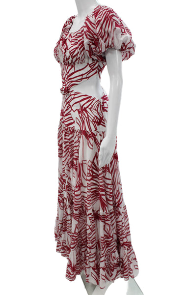Paola Zuin Women Maxi Dress Set White Square Neck Short Sleeve Size 40