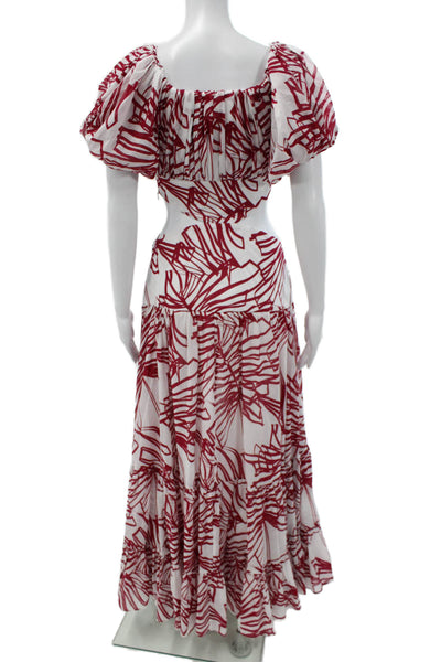 Paola Zuin Women Maxi Dress Set White Square Neck Short Sleeve Size 40