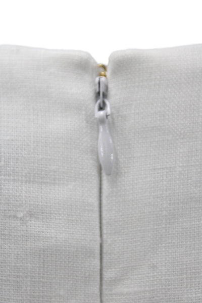 Paola Zuin Womens White Linen Shift Dress Short Sleeve Mid Calf Size 40