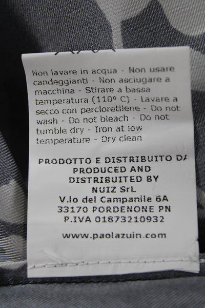 Paola Zuin Women Wrap Dress Silk Gray Collared 3/4 Sleeve Knee Size 40