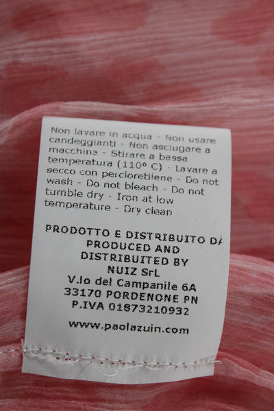 Paola Zuin Women Maxi Dress Pink Silk V-Neck Long Sleeve Size 40