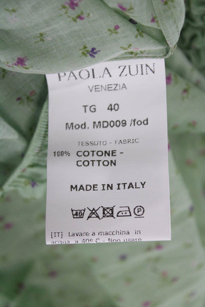 Paola Zuin Women Flapper Dress Green Silk Boat Neck Midi Sleeveless Size 40