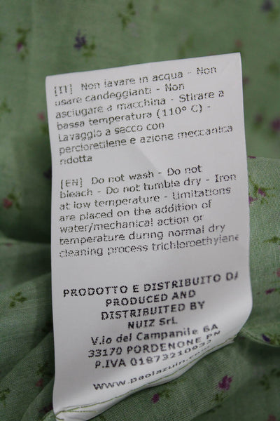 Paola Zuin Women Flapper Dress Green Silk Boat Neck Midi Sleeveless Size 40
