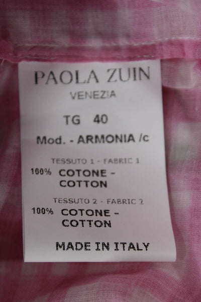 Paola Zuin Women Floral Gingham Maxi Dress Sleeveless Cotton Size 40