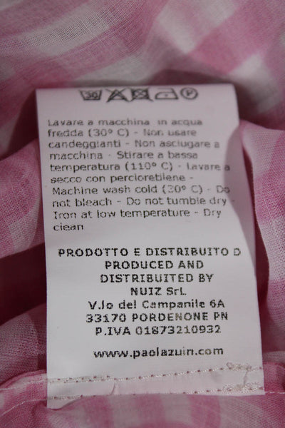 Paola Zuin Women Floral Gingham Maxi Dress Sleeveless Cotton Size 40