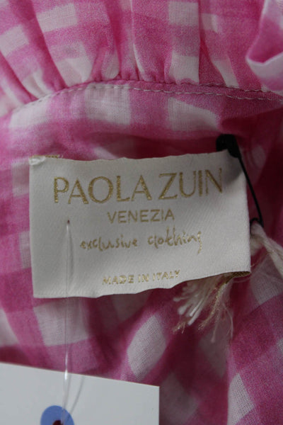 Paola Zuin Women Floral Gingham Maxi Dress Sleeveless Cotton Size 40