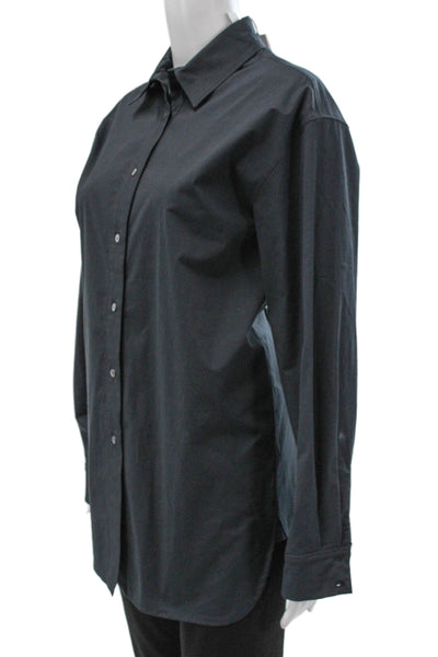 QL2 Unisex Tunic Button-Up Black Collared Long Sleeve Cotton Elastane Size 46