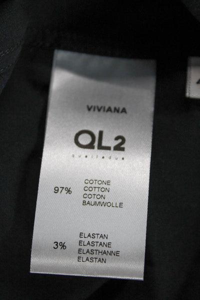 QL2 Unisex Tunic Button-Up Black Collared Long Sleeve Cotton Elastane Size 46