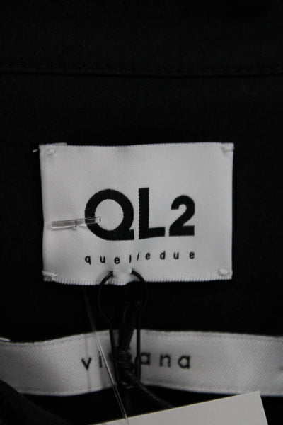 QL2 Unisex Tunic Button-Up Black Collared Long Sleeve Cotton Elastane Size 46