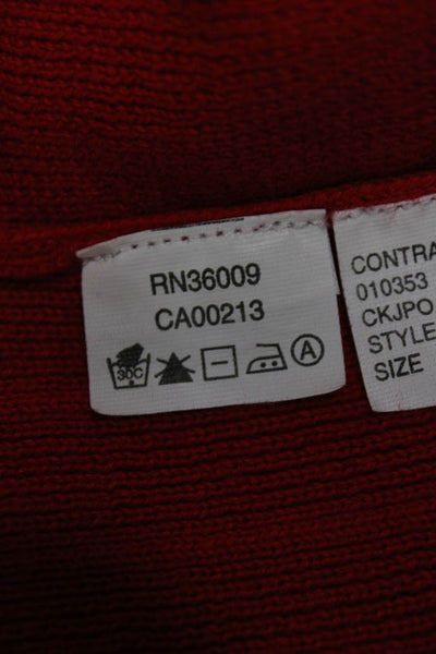 Calvin Klein Jeans Mens Red Striped Crew Neck Long Sleeve Pullover Size L