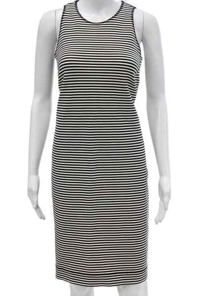 Worth Women Sheath Dress Black Striped Sleeveless Scoop Neck Synthetic Size 4