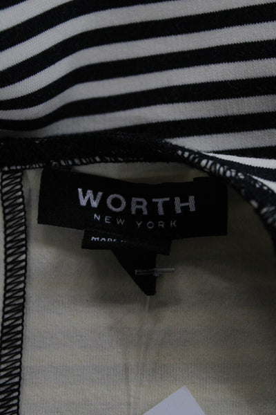 Worth Women Sheath Dress Black Striped Sleeveless Scoop Neck Synthetic Size 4
