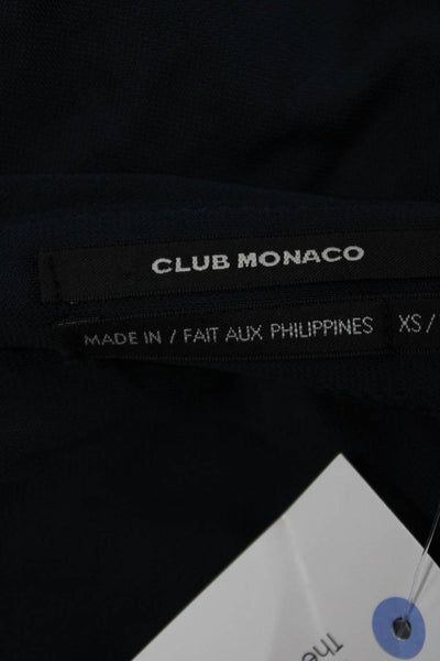 Club Monaco Women Midi Dress Blue Boat Neck Long Sleeve 100% Rayon Size XS