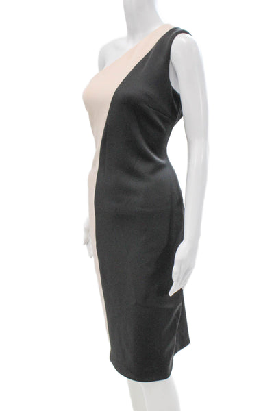 Calvin Klein Women Beige One Shoulder Bodycon Midi Dress Polyester Zip Size 8
