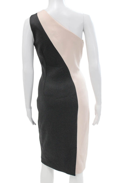 Calvin Klein Women Beige One Shoulder Bodycon Midi Dress Polyester Zip Size 8