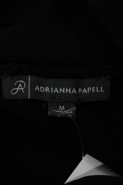 Adrianna Papell Womens Basic Black Viscose High Neck Long Sleeve Blouse Size M
