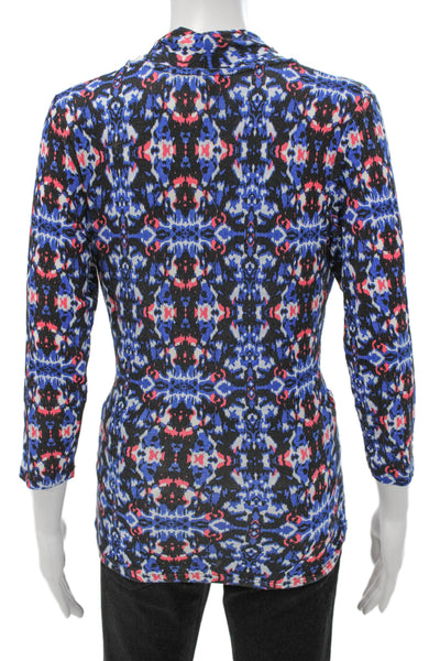 Adrianna Papell Womens Multicolor V Neck Geometric Blouse 3/4 Sleeve Size S