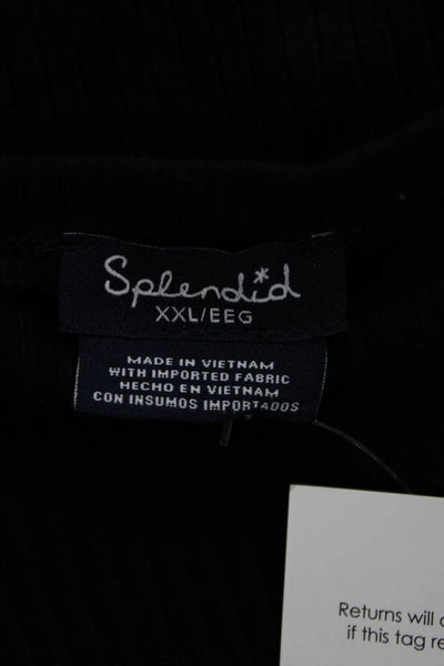 Splendid Womens Black Basic Long Sleeve T-Shirt 90% Rayon Plus Size 2XL