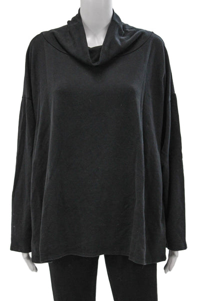 Eileen Fisher Womens Gray Cowl Neck Tunic 3/4 Sleeve Pullover Size XL