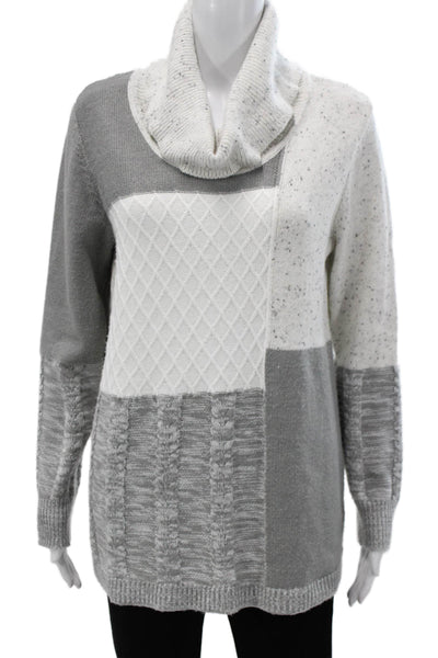 Calvin Klein Womens Gray Argyle Cowl Neck Pullover Size M