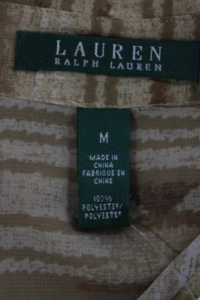 Lauren Ralph Lauren Women Tunic Blouse Beige Geometric Long Sleeve Size M