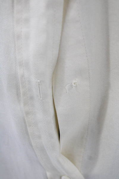 Bogner Womens Silk Blend Collared Button-Up Short Sleeve Ivory Top Size M