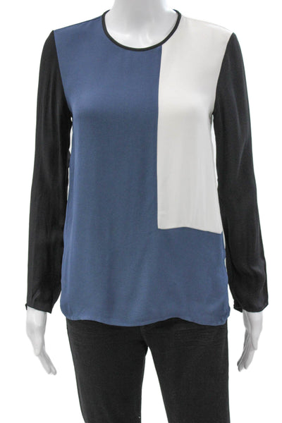 Zara Womens Black Colorblock Tunic Long Sleeve Round Neck Polyester Size XS