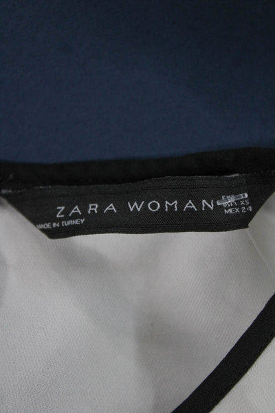 Zara Womens Black Colorblock Tunic Long Sleeve Round Neck Polyester Size XS