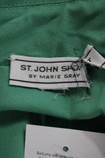 St. John By Marie Gray Women Green Cotton Basic Jacket Button Closure Size M