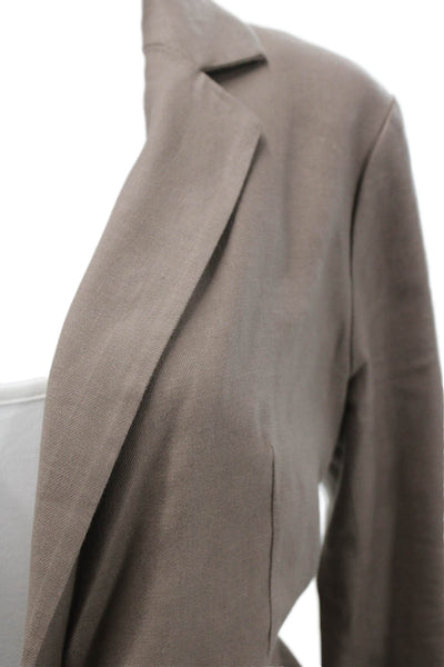 Maeve Anthropologie Womens Linen Buttoned Collared Blazer Brown Size XS