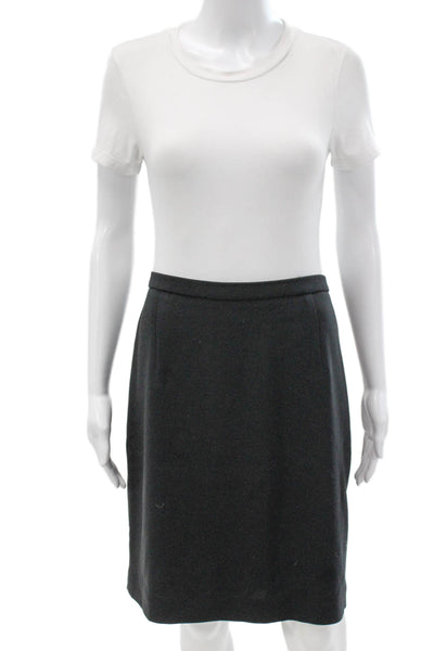 Gianni Women Gray Straight Pencil Skirt Midi Polyester Blend Button Size 14P