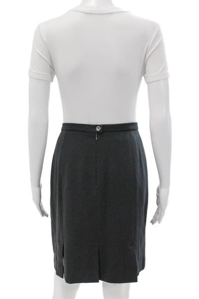 Gianni Women Gray Straight Pencil Skirt Midi Polyester Blend Button Size 14P